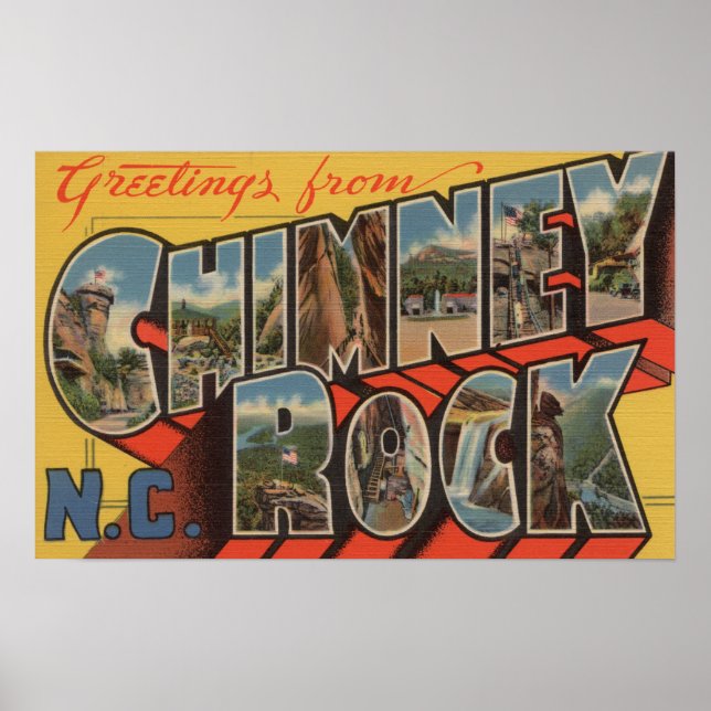 Poster Chimney Rock, Caroline du Nord (Devant)