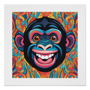 Poster Chimpanzé fou mignon