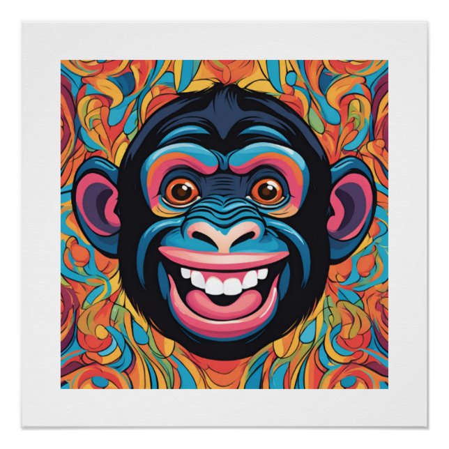 Poster Chimpanzé fou mignon (Devant)