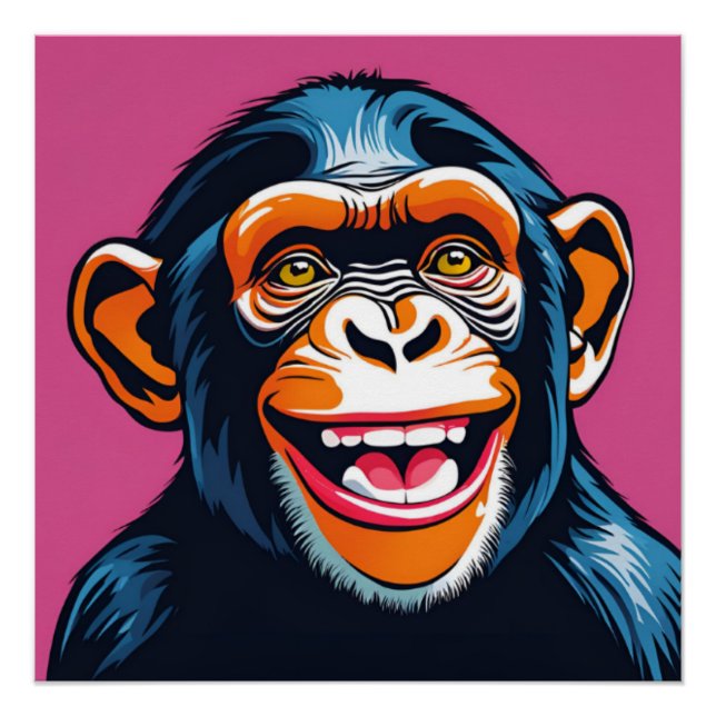 Poster Chimpanzé fou mignon (Devant)