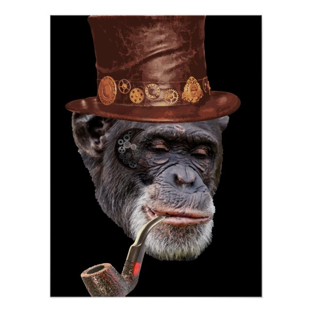 Poster Chimpanzee steampunk style (Devant)