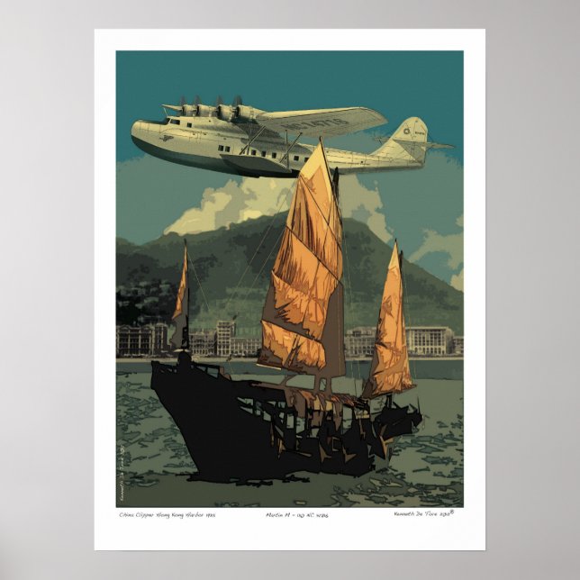 Poster Chine Clipper sur Hong Kong 1935 (Devant)
