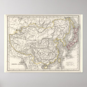 Poster Chine et Japon - Carte historique