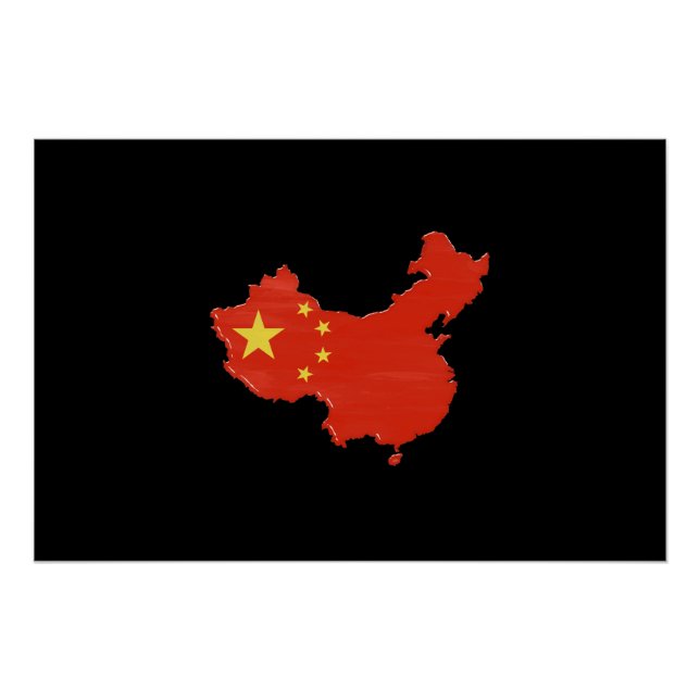 Poster Chine flag and map (Devant)