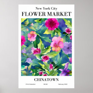 Poster chinois du marché aux fleurs de New York
