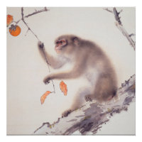 Poster chinois Zodiac Peinture japonaise de singe