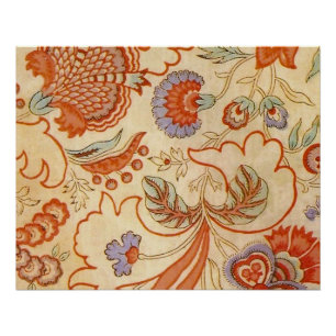 Poster Chintz Floral Antique Terracotta Français Vintage