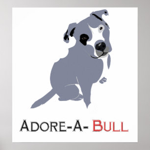 Poster Chiot blanc et gris à mâchoire Adore-a-Bull