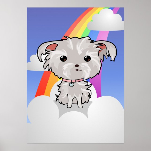 Poster Chiot et arc-en-ciel (Devant)