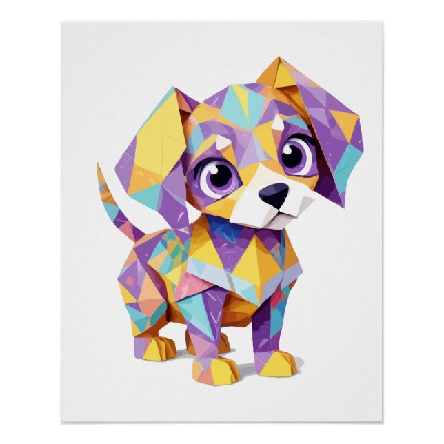 Poster Chiot Jouer adorable Amusant Colorful Animal joyeu (Devant)