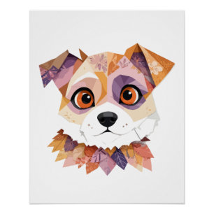 Poster Chiot Jouer adorable Amusant Colorful Animal joyeu