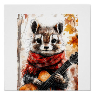 Poster Chipmunk Guitare