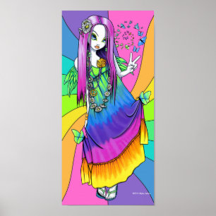 Poster "Chloe" Arc-en-ciel de la paix hippie fée