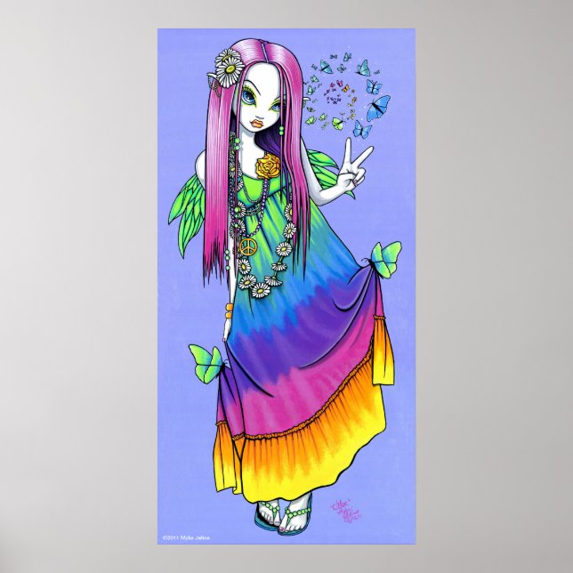 Poster "Chloe" Arc-en-ciel de la paix hippie fée (Devant)
