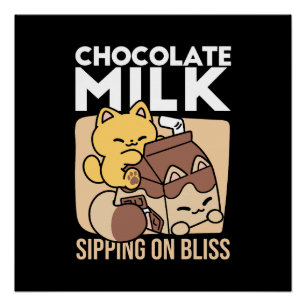 Poster Chocolat au Lait en Sirotant sur le Bonheur – Nour
