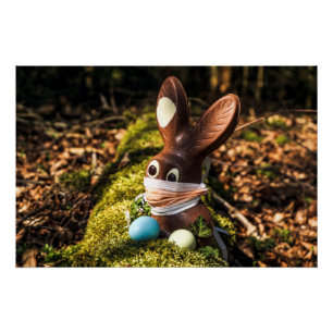 Poster Chocolat Corona Lapin de Pâques