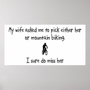 Poster Choisir une femme ou un vélo de montagne