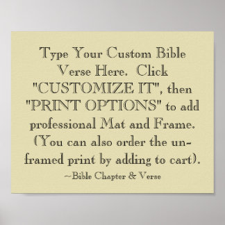 Poster Choisissez Votre Bible Verse Art Print, Facultatif
