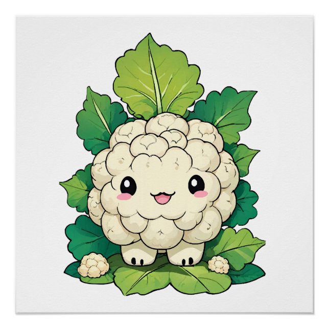 Poster Chou-fleur Kawaii (Devant)