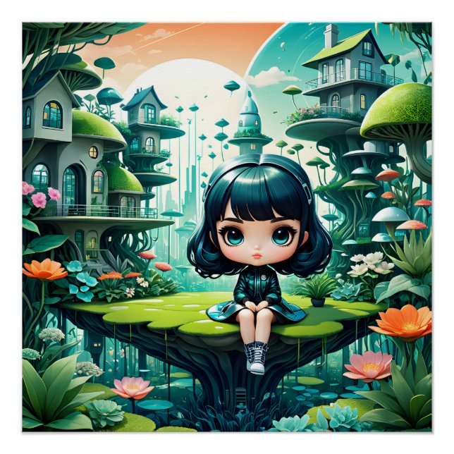 Poster Chouette mignonne en Béanie colorée (Devant)