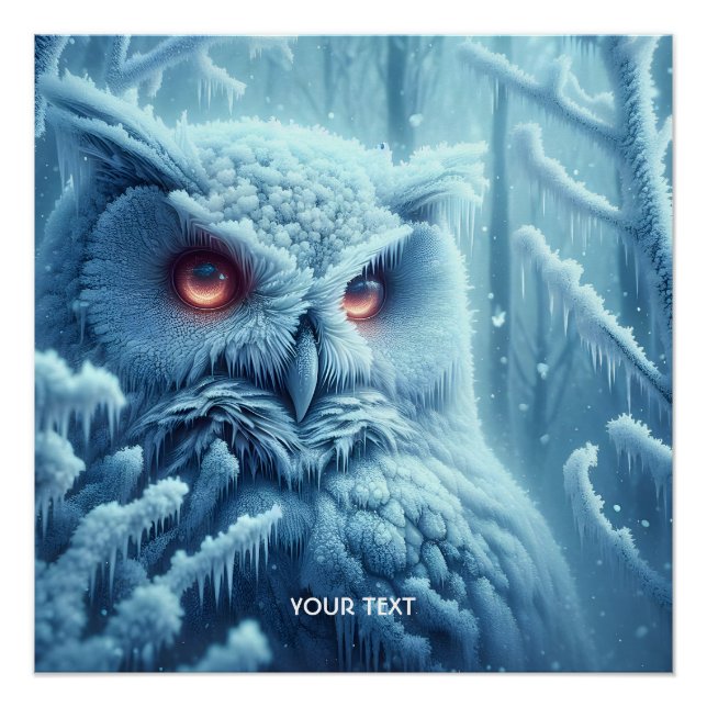Poster Chouette mûre Imaginaire hiver neige (Devant)
