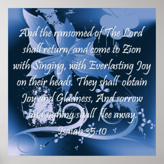Poster chrétien avec la Bible Verse Ésaïe 35:10