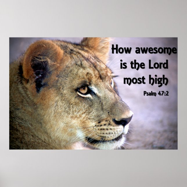 Poster chrétien avec Lion de montagne et Bible Ver (Devant)