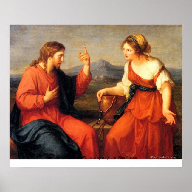 Poster Christ et femme samaritaine par Angelica Kauffmann (Devant)