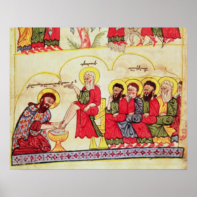 Poster Christ lave les pieds des disciples (Devant)