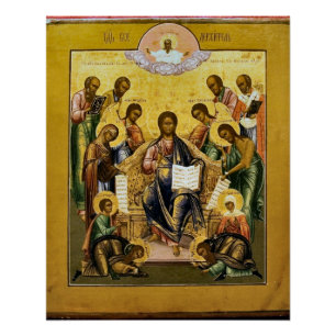Poster Christ Pantocrator avec saints choisis Orthodoxe