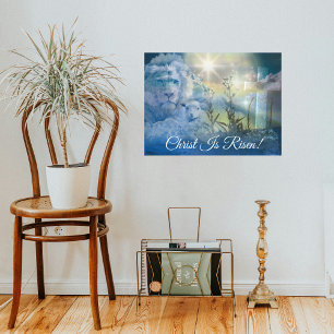 Poster Christ Ressuscité Croix Chrétienne Lion Lamb Pâque