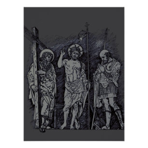 Poster Christ ressuscité entre les saints André et Longin