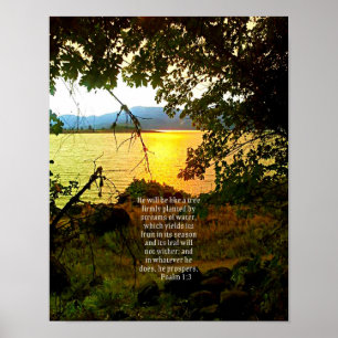 Poster Christian Bible Verse Lac Paysage Créationarts