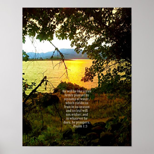 Poster Christian Bible Verse Lac Paysage Créationarts (Devant)