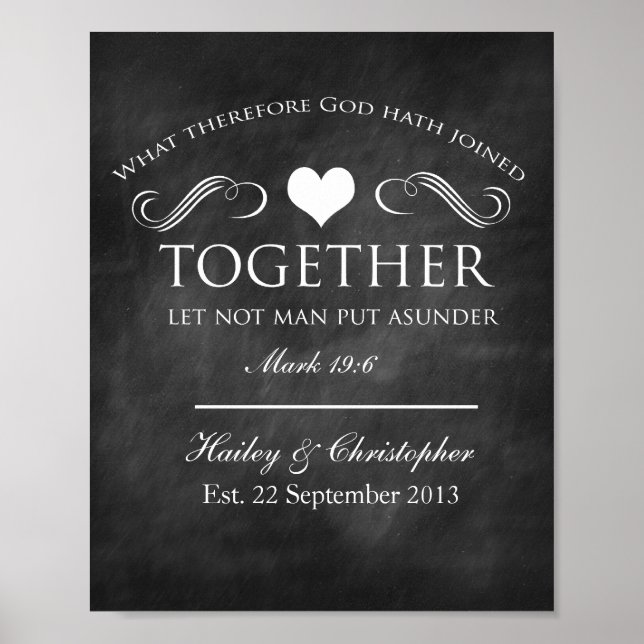 Poster Christian Chalkboard Wedding Print (Devant)