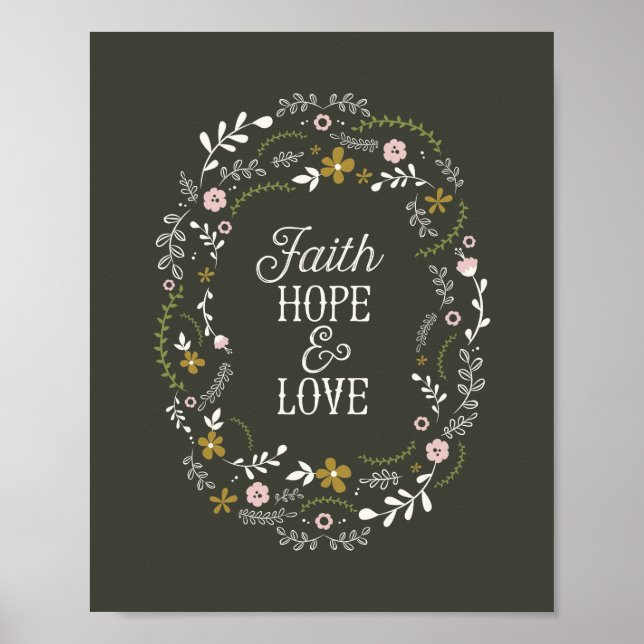 Poster Christian Faith Hope Love Bible Écriture (Devant)