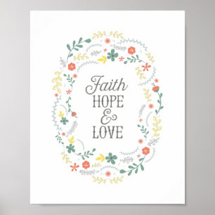Poster Christian Faith Hope Love Wreath Scripture
