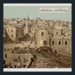 Poster Christian Home Decor Vintage Photo Holy Land<br><div class="desc">Spiritual wall art printed from a genuine original vintage photograph captured in the 19th century by travelers to the Holy Land. The scene shows the marketplace in Bethlehem, the town where Jesus was born, during a market day. The picture reflects the feeling of the Holy Land for a Christian home...</div>