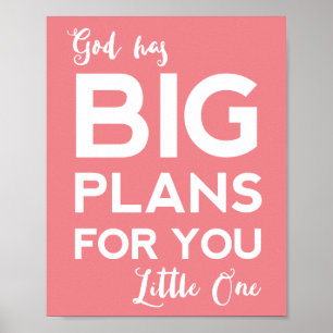 Poster Christian Nursery Print Dieu a de grands plans