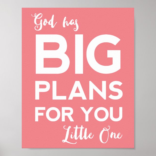 Poster Christian Nursery Print | Dieu a de grands plans (Devant)