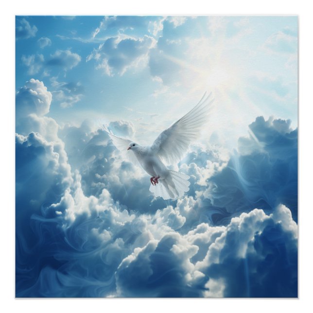 Poster Christian White Dove Saint-Ciel Esprit (Devant)