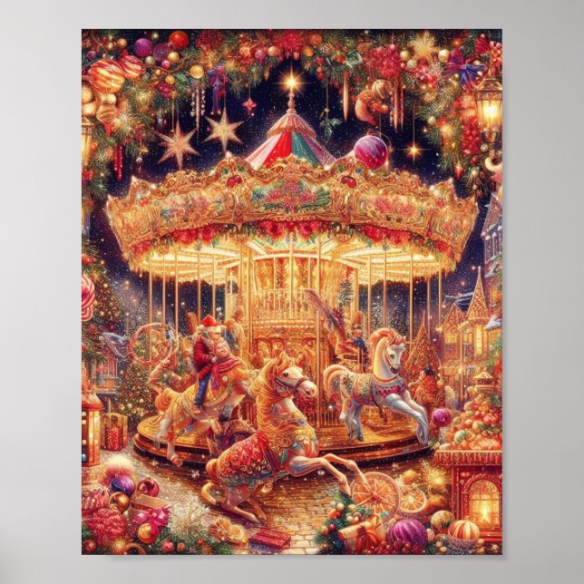 Poster 'Christmas Carousel Joy' (Devant)