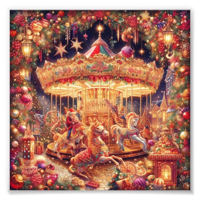Poster 'Christmas Carousel Joy' (Devant)