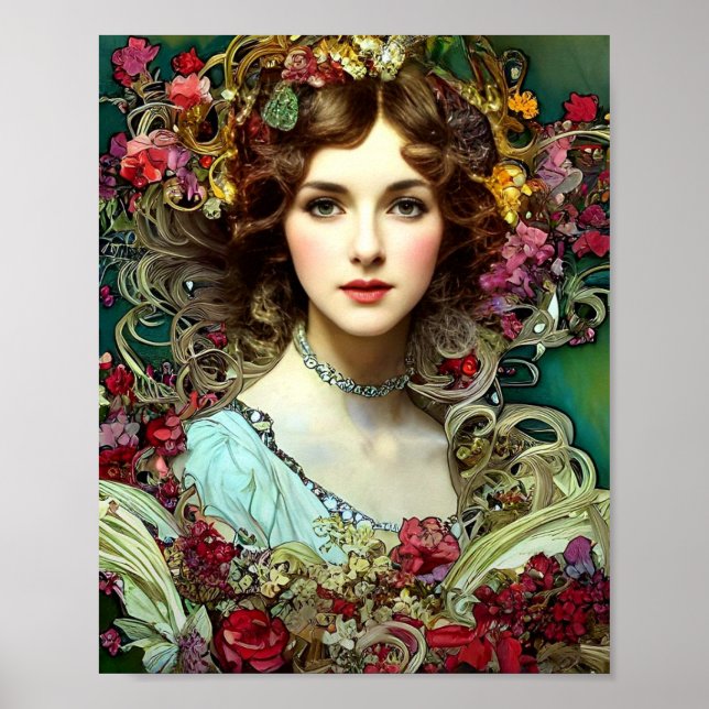 Poster Christmas Lady inspiration Mucha (Devant)