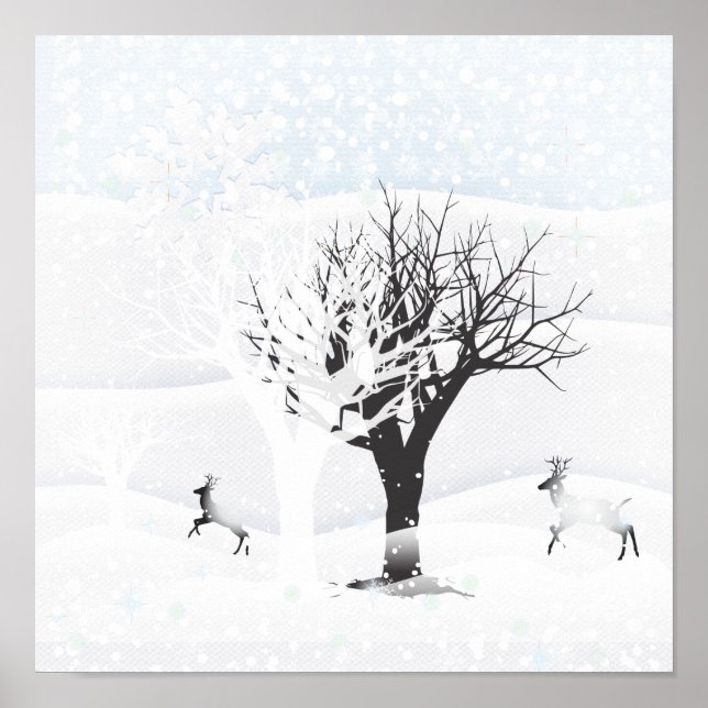 Poster Christmas Snowy Fairy Tale. Forêt Imaginair (Devant)