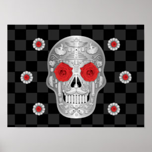 Poster Chrome Calavera (Rose rouge)