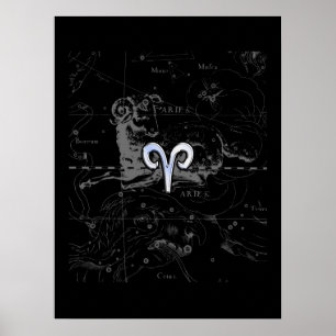 Poster Chrome comme Aries Symbole Zodiac sur Hevelius