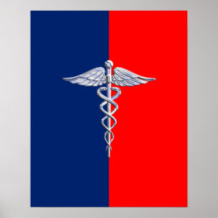 Poster Chrome Comme Caduceus Symbole Médicale Ligue Décor