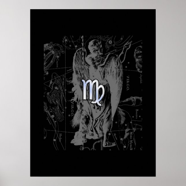 Poster Chrome comme Virgo Zodiac Connexion Black Hevelius (Devant)