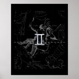 Poster Chrome d'argent comme Gemini Zodiac Connexion Heve